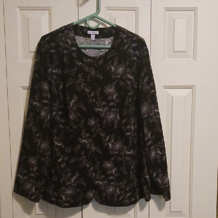 Croft & Barrow Black And Purple Floral Blouse